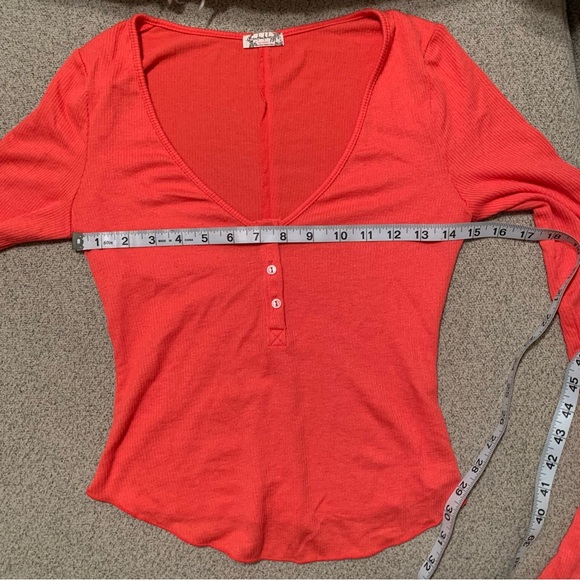 NWOT Free People Intimately Keep It Basic Coral Long Sleeve Henley - Picture 9 of 11